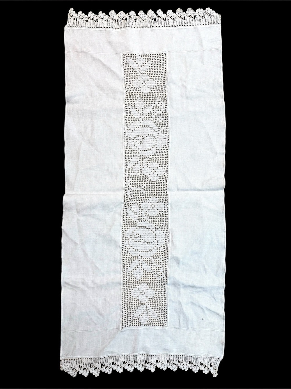 Vintage White Crochet Table Runner